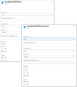 Enable ICMP inbound and outbound