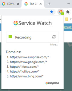 Service Watch Browser Extension Recording Performance Data