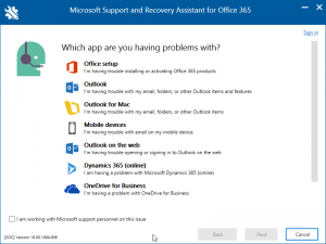 Support & Recovery Assistant provides help with local application setup issues