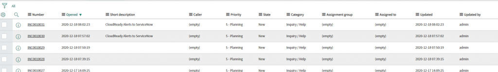 CloudReady Alerts in ServiceNow