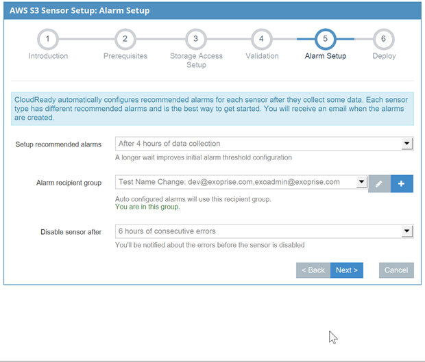 Alarm configuration
