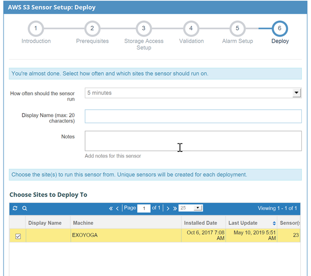 Choose a site to deploy to