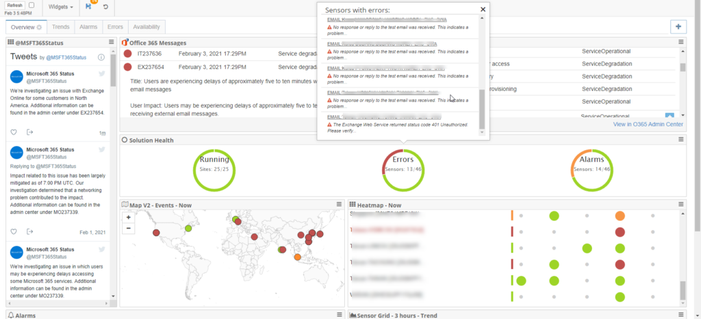 Early detection of exchange online mail delivery outage