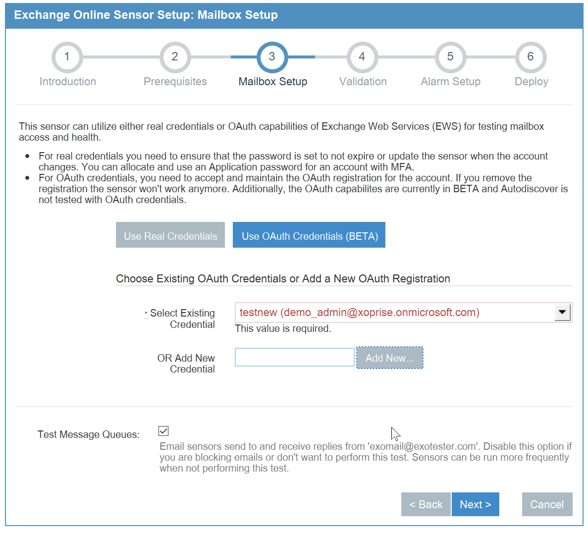 new OAuth registration is selected, click next to proceed