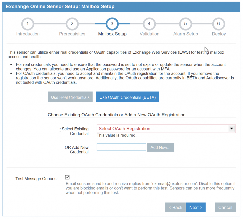 choose OAuth credential