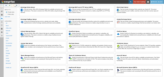 exoprise sensors for synthetics and real user monitoring of most common SaaS applications