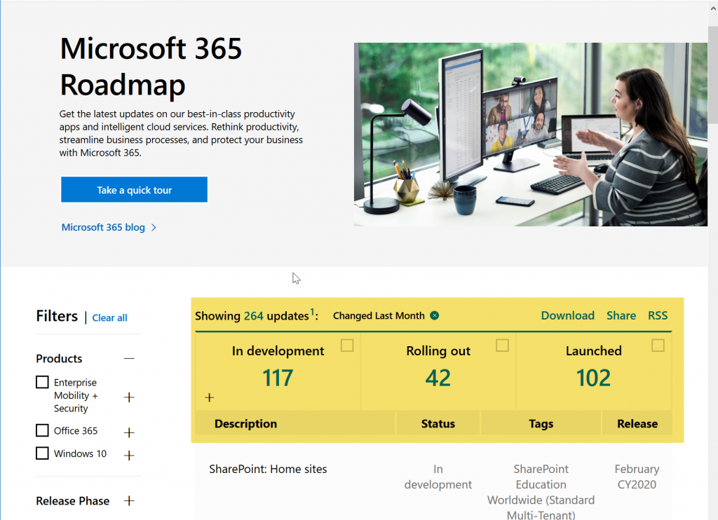 Microsoft 365 Roadmap