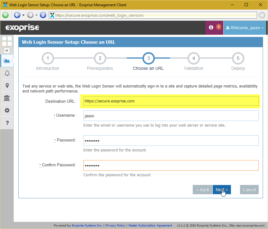 Specify the URL for Any Web Site or SaaS Application to Test and Monitor