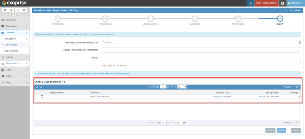 deploy salesforce sensor to private site