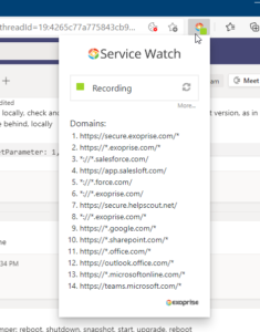 Service Watch Browser Extension Filtered Domains for Office, Teams and Salesforce RUM