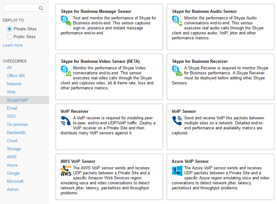 Skype VoIP Testing Sensors