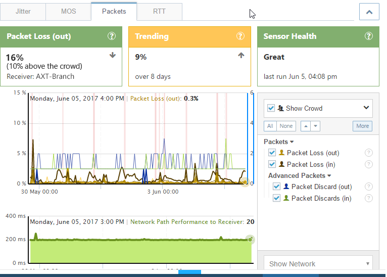 skype for business audio packet loss metrics