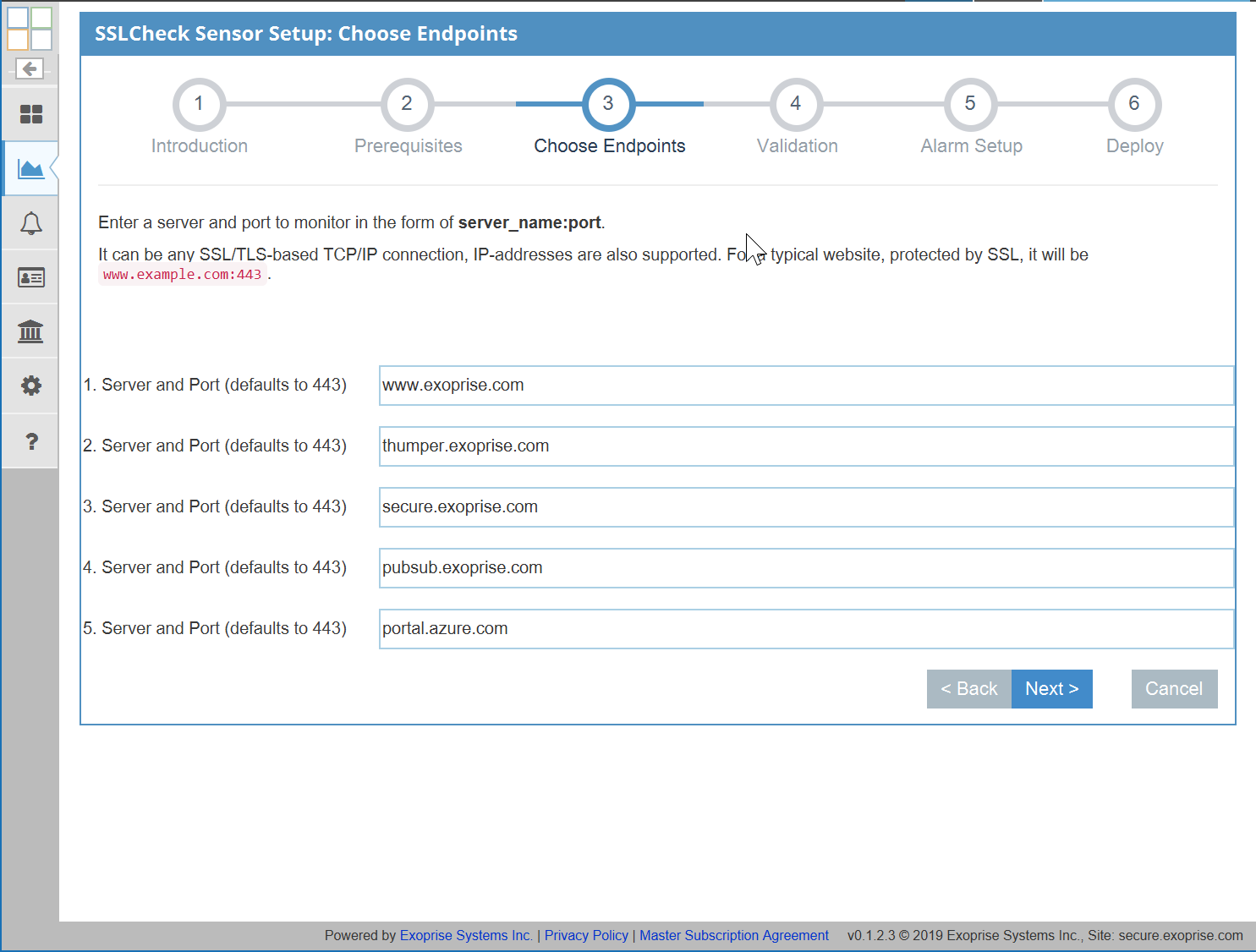 SSLCheck Sensor Setup