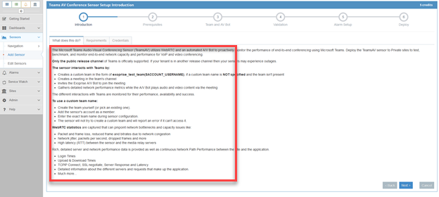 teams AV sensor setup in exoprise