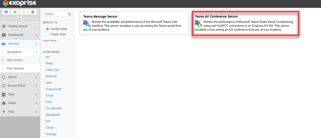 Microsoft teams AV monitoring sensor