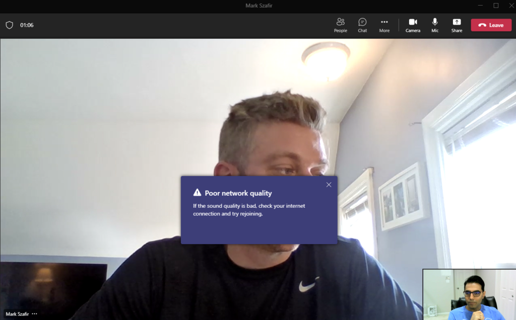 teams call quality and poor network