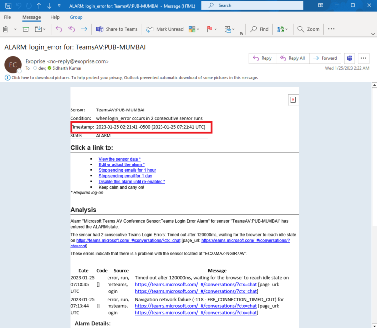 Microsoft Outage on 25th Jan 2023 MO502273 Exoprise